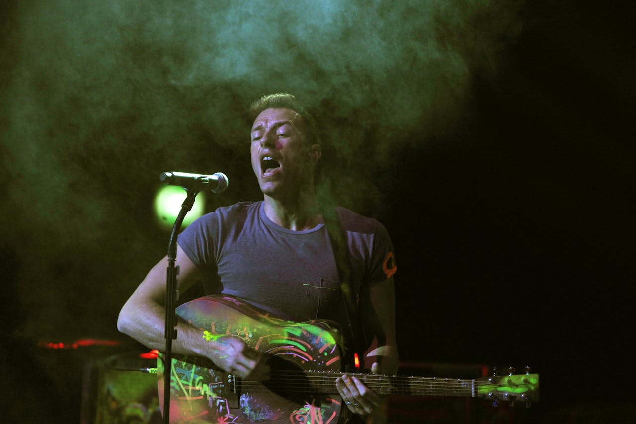 Chris Martin van Coldplay, een van de steracts van Parlophone en EMI